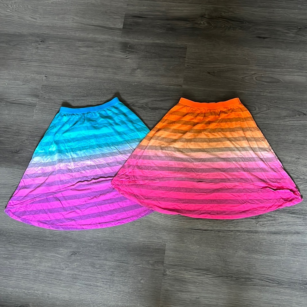 Lot of 2 Children’s Place Hi-low Skirts Striped Girls medium 7/8 Cotton
